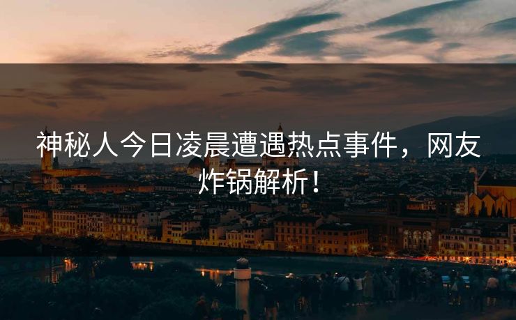 神秘人今日凌晨遭遇热点事件，网友炸锅解析！