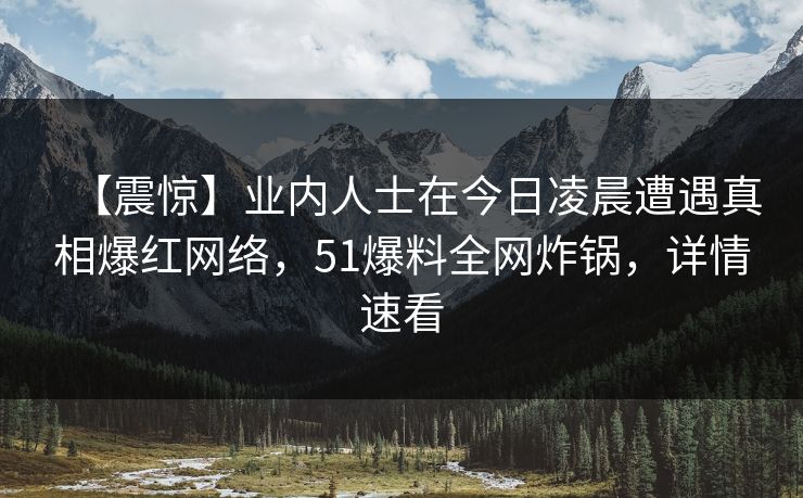 【震惊】业内人士在今日凌晨遭遇真相爆红网络,51爆料全网炸锅,详情速看