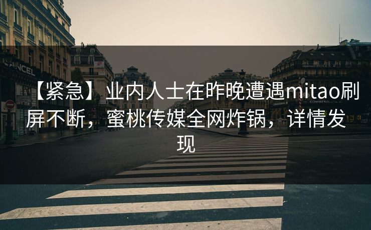 【紧急】业内人士在昨晚遭遇mitao刷屏不断,蜜桃传媒全网炸锅,详情发现