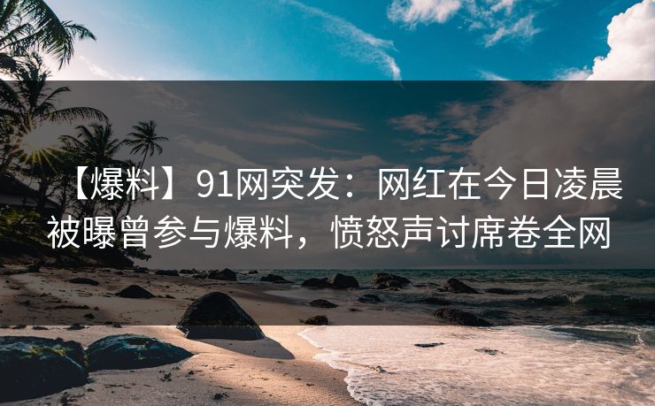 【爆料】91网突发：网红在今日凌晨被曝曾参与爆料，愤怒声讨席卷全网