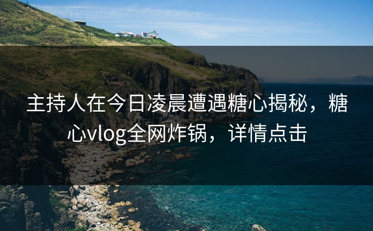 主持人在今日凌晨遭遇糖心揭秘,糖心vlog全网炸锅,详情点击