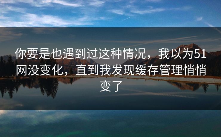 你要是也遇到过这种情况，我以为51网没变化，直到我发现缓存管理悄悄变了